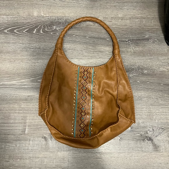 DV by Dolce Vita Handbags - DV by Dolce Vita Tan Caramel Brown Faux Leather Tribal Aztec Shoulder Hobo Bag